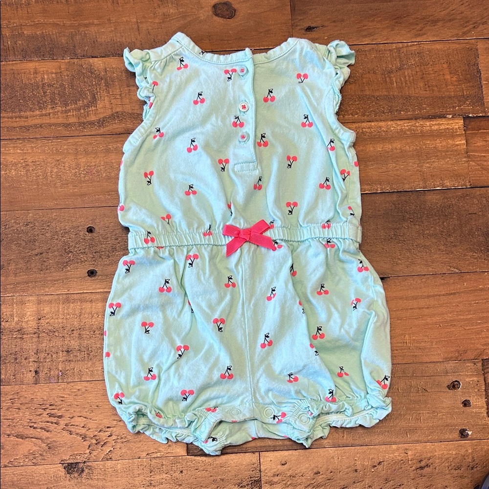 Simple Joys by Carter's Mint Baby Romper with Pink Cherry Accents